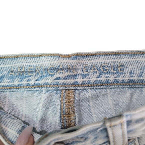 American Eagle Women's Regular Fit Light Blue Pinstripe Jeans Size 4 100% Cotton - Picture 8 of 9